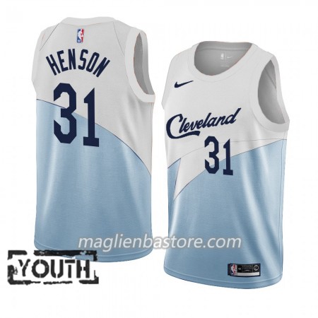 Maglia NBA Cleveland Cavaliers John Henson 31 2018-19 Nike Blu Bianco Swingman - Bambino